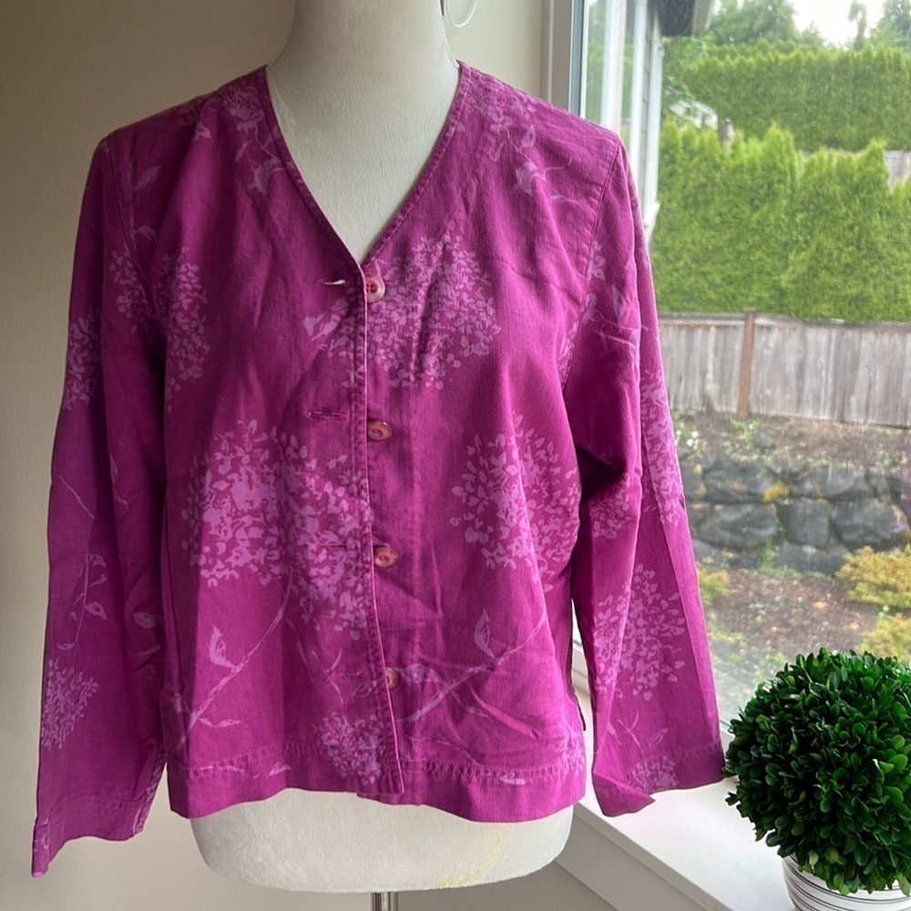 VINTAGE linen collarless light jacket M